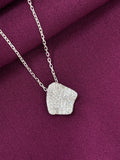 925 Sterling Silver Minimal Square Pendant Necklace with Chain for Women