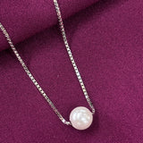 Zaviraa 925 Sterling Silver Single Pearl Pendant Necklace for Women | Minimal Design