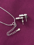 925 Sterling Silver Emerald-Cut Pendant Necklace & Drop Earrings Set