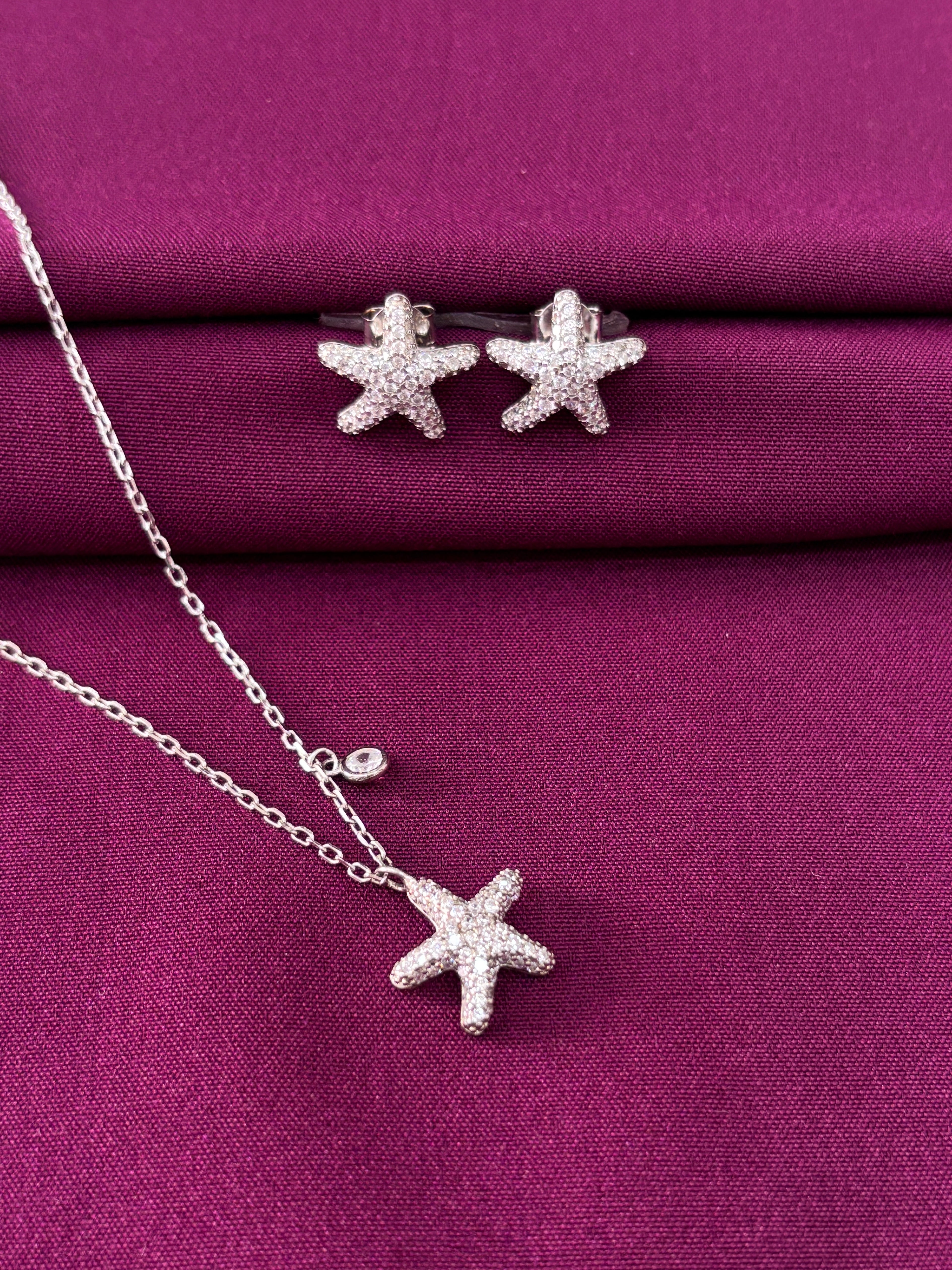 925 Silver starfish-shaped jewelry set