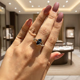 Zaviraa 2.00 CT Royal Dark Blue Dutch Marquise Moissanite Engagement Ring for Women – 925 Sterling Silver Finish Twisted Shank Pave Set Proposal Ring