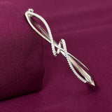 Sterling Silver Infinity Twist CZ Designer Bracelet Kada for Women