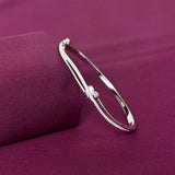 Sterling Silver Minimal Heart CZ Designer Bracelet Kada for Women