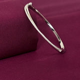 Sterling Silver Minimal Curve CZ Designer Bracelet Kada for Women