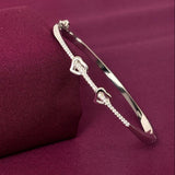 Sterling Silver Double Heart CZ Designer Bracelet Kada for Women