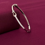 Sterling Silver Cross Detail CZ Designer Bracelet Kada for Women