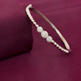 Sterling Silver Triple CZ Circle Bracelet Kada for Women
