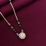 925 Sterling Silver Solitaire Halo Mangalsutra with Black Bead Chain