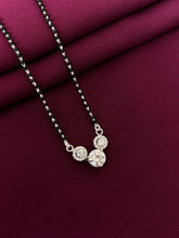 925 Sterling Silver Triple Stone Solitaire Mangalsutra Necklace for Women