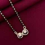 925 Sterling Silver Dual Diamond Pendant Mangalsutra with Black Bead Chain