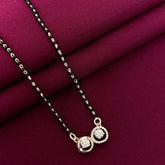 925 Sterling Silver Dual Diamond Pendant Mangalsutra with Black Bead Chain