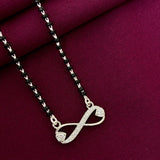 925 Sterling Silver Infinity CZ Diamond Mangalsutra with Black Bead Chain