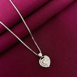 925 Sterling Silver Double Heart Diamond Pendant Necklace