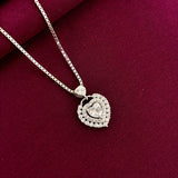 925 Sterling Silver Double Heart Diamond Pendant Necklace