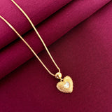 Rose Gold Plated Heart Pendant Necklace with Pearl Center