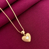 Rose Gold Plated Heart Pendant Necklace with Pearl Center