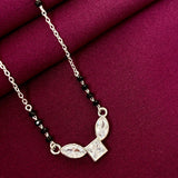 925 Sterling Silver Geometric Multi Stone Mangalsutra with Black Bead Chain