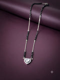 Necklace with black beaded chain and heart-shaped pendant