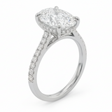 Zaviraa Colorless Oval Hybrid Cut Moissanite Engagement Ring for Women – 925 Sterling Silver Solitaire Ring with Pave Band | Elegant Proposal Ring