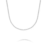 Silver chain necklace on a white background