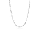 Silver chain necklace on a white background