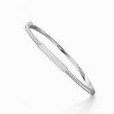 Silver bracelet with small stones on a white background