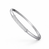 Silver bracelet with small stones on a white background