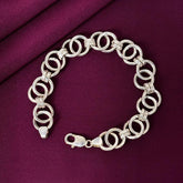 925 Sterling Silver Interlocking Ring Link Men’s Bracelet