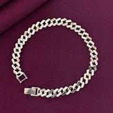 925 Sterling Silver CZ Studded Cuban Link Men’s Bracelet | Rhodium Plated Designer Silver Bracelet