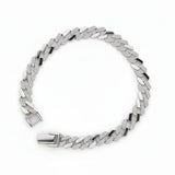 925 Sterling Silver CZ Studded Cuban Link Menβs Bracelet | Rhodium Plated Designer Silver Bracelet