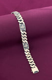 Men’s 925 Oxidized Sterling Silver Engraved Curb Chain Bracelet – Heavy Spiritual Statement Bracelet