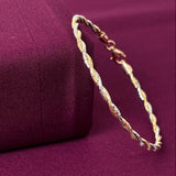 Two Tone Twisted Rope Women Kada in 925 Silver | Gold & Silver Finish Elegant Bracelet