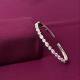 925 Silver Oval Crystal Designer Women Kada Bracelet