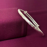 Traditional Engraved Design Women Kada in 925 Silver | Classic Openable Silver Bracelet