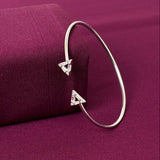 Geometric Triangle American Diamond Women Kada in 925 Silver | Minimal Designer Bracelet