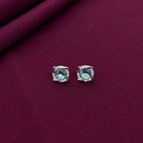 Aqua Blue Twisted Halo Stud Earrings in 925 Sterling Silver