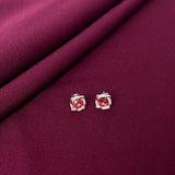 Pink Gemstone Halo Stud Earrings in 925 Sterling Silver