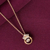 925 Silver Rosegold Plated Crown Pendant Necklace for Women | Queen Crown Stone Necklace
