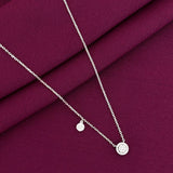 925 Sterling Silver Double Round CZ Pendant Necklace Rhodium Plated for Women