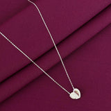 925 Sterling Silver CZ Studded Heart Pendant Necklace for Women