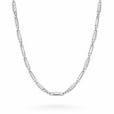 Men’s 925 Sterling Silver Bar Link Chain | Textured Rectangular Silver Chain