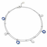 925 Sterling Silver Evil Eye Charm Anklet for Women