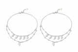 925 Sterling Silver Leaf Charm Layered Anklet for Women