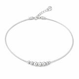 925 Sterling Silver Minimal Beaded Anklet for Women