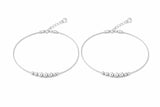 925 Sterling Silver Minimal Beaded Anklet for Women