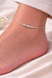 925 Sterling Silver Minimal Beaded Anklet for Women