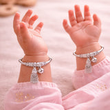 925 Sterling Silver Kids Bangles/Kada with Ghungroo & Chain Tassels – Pair