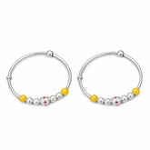925 Sterling Silver Kids Kada Bangles with Yellow Beads – Pair