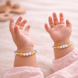 925 Sterling Silver Kids Kada Bangles with Yellow Beads – Pair