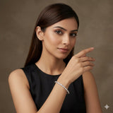 925 Silver Oval Crystal Designer Women Kada Bracelet